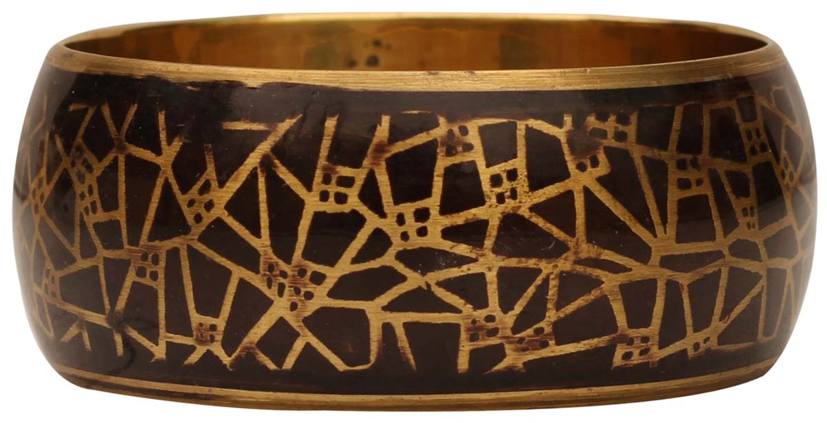 Decorative 2.6” Brass Bangle in Black & Golden - Trendy Accessories / Gifts for Her - Buy in Bulk Wholesale - Fashionable Jewelry for Women/Teens